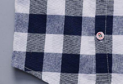 Summer Short Sleeve Suit Plaid Lapel Two-piece Baby Clothes