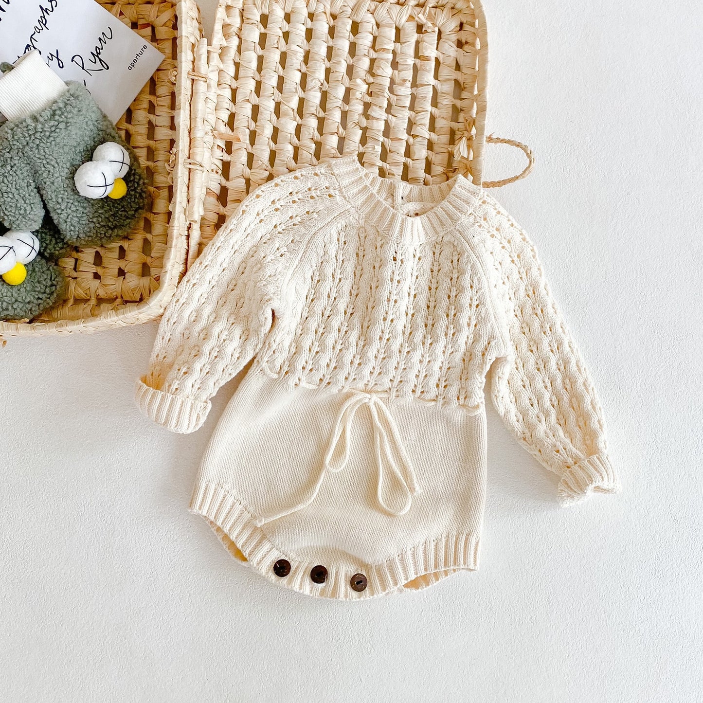 Baby Girl Knitted Dress – Hollow Waist Long Sleeve
