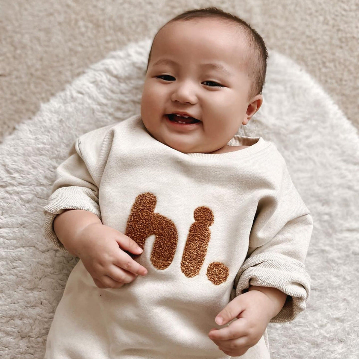 Newborn Casual Long Sleeve Letter Embroidery Romper