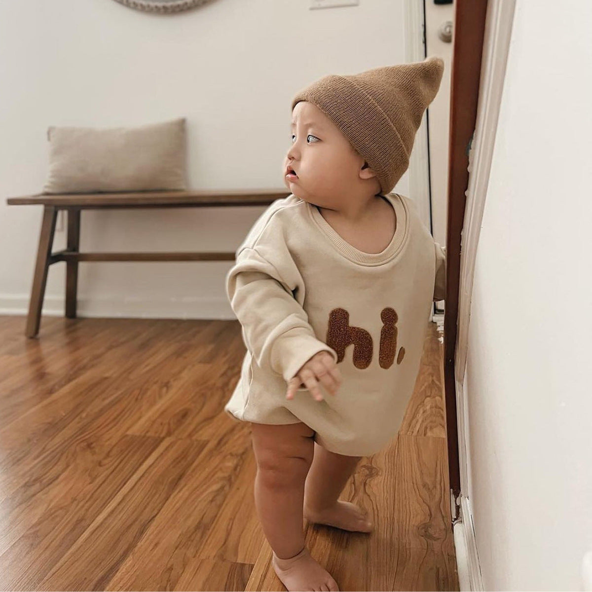 Newborn Casual Long Sleeve Letter Embroidery Romper
